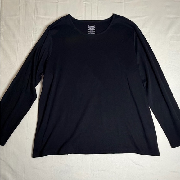 L.L.Bean Tee, Long-Sleeve Crewneck Black Size 1XL Plus 100% SupimaCotton - Picture 2 of 5